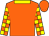 Orange, yellow collar, orange and yellow checked sleeves, orange cap (Mr & Mrs W G Prestage)