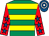 Emerald green & yellow hoops, red sleeves, royal blue stars, royal blue & white hooped cap (Going Stone Mad Syndicate)
