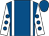 Royal blue, white braces, white sleeves, royal blue spots (Mrs D Dalby & Harrowgate Bloodstock L)