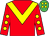 Red,yellow chevron,red sleeves,yellow spots,emGreen cap, yellow spots (West To East Syndicate)