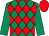 Emerald green & red diamonds, emerald green sleeves, red cap (Galway Mayo Offaly Syndicate)