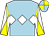 Light blue, white triple diamond, white and yellow diabolo on sleeves, light blue and yellow quartered cap (The Vilprano Partnership)