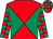 Red and emerald green diabolo, checked sleeves and cap (Mr T J Turner)