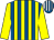 Yellow & royal blue stripes, yellow sleeves, royal blue & white striped cap (Mrs David Lawlor)