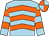 Light blue, orange chevrons, hooped sleeves, orange and light blue quartered cap (Mrs S B Porteous)