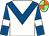 White, royal blue chevron, royal blue sleeves, white armlets, light green and orange quartered cap (Graham Lund And Dianne Sayer)