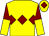 Yellow, maroon triple diamond, maroon and yellow halved sleeves, yellow cap, maroon diamond (Jones, Fuller & Paine)