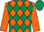 Orange & emerald green diamonds, orange sleeves, emerald green cap (Fille Du Septembre Partnership)