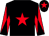 Black, red star, diabolo on sleeves, black cap, red star (Miss Adrienne Foley)