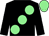 Black, large light green spots, light green cap (Miss Vanessa Church)