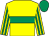 Yellow, emerald green hoop, striped sleeves, emerald green cap (The Petticoat Government)