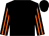 Black, orange striped sleeves (Mr James Unett)