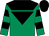 Emerald green, black inverted triangle and yoke, hooped sleeves, black cap (Mr Ross Harmon Racing)
