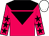 Cerise, black inverted triangle and yoke, black stars on sleeves, white cap (Miss J Deadman & Mr S Barrow)