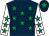 Dark blue, emerald green stars, white sleeves, emerald green stars, dark blue cap, emerald green star (The Dalmunzie Devils Partnership)