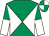 Emerald green and white diabolo, halved sleeves, emerald green and white quartered cap (Mr T Healy)