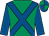 Emerald green, royal blue cross sashes, royal blue sleeves, quartered cap (Mrs June Judd)