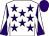White, purple stars, diabolo on sleeves, purple cap (The Bgw Partnership)