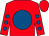 Red, royal blue disc, royal blue spots on sleeves, red cap (William Allen)