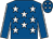 Royal blue, white stars, white seams on sleeves, royal blue cap, white stars (Mrs M R Sheahan)