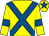 Yellow, royal blue cross sashes, royal blue armlet, royal blue star on cap (S Gillen & Midlands Partnership)