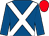 Royal blue, white cross sashes, red cap (Oghill House Stud Limited)