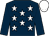 Dark blue, white stars, dark blue sleeves, white cap (Theobalds Stud)