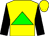 Yellow, green triangle, black sleeves, yellow cap (H J T Racing Stable)