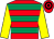 Red & emerald green hoops, yellow sleeves, red & black hooped cap (Early to Late Syndicate)