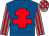Royal blue, red cross of lorraine, grey & red striped sleeves, grey & red check cap (D P Connolly & Catherine Connolly)