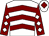 White, maroon chevrons, maroon sleeves, white diamonds, white cap, maroon diamond (Mr Dennis J Coppola & Mrs Dianne Saye)