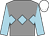 Grey, light blue triple diamond, sleeves, white cap (Ayr Racecourse Club)