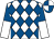 White & royal blue diamonds, halved sleeves, quartered cap (Maurice F Aherne)