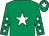 Emerald green, white star, emerald green sleeves, white stars, emerald green cap, white star (Blessingndisguise Partnership)