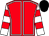 Red, white seams, white and red hooped sleeves, black cap (The Unscrupulous Judges)