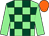 Light green & dark green check, light green sleeves, orange cap (Liam Queally)