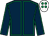 Dark blue, emerald green seams, white cap, emerald green spots (J R Scott)