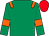 Emerald Green, Orange epaulets and armlets, Red cap (Ballylinch Stud)