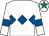 White, royal blue triple diamond and armlets, white cap, emerald green star (The Ballymore Six)