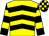 Yellow, black chevrons, black and yellow hooped sleeves, check cap (Mr K Trimble)