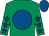 Emerald green, royal blue disc, emerald green sleeves, royal blue stars, royal blue cap (The Sandmoor Partnership)