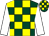 Dark green & yellow check, white sleeves, dark green & yellow check cap (George Moore)