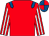 Red, royal blue epaulettes, red & white striped sleeves, red & royal blue quartered cap (Thomond Racing Syndicate)