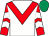 White, red chevron, red and white chevrons on sleeves, emerald green cap (Network Racing)