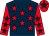Dark blue, red stars, red sleeves, dark blue stars, red cap, dark blue star (Mrs J A Saunders)