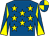 Royal blue, yellow stars, diabolo on sleeves, quartered cap (Mrs C Caton, Ngc Networks & Jolly Boys)