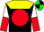 BLACK, YELLOW yoke, RED disc, WHITE and red halved sleeves, GREEN & BLACK quartered cap (Withernsea Thoroughbred Limited)