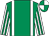 Emerald green, white braces, white and emerald green striped sleeves, emerald green and white quartered cap (Mr N D Kershaw & Partner)