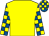 Yellow, royal blue & yellow check sleeves, check cap (John E McEnery)