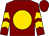 Maroon, gold disc, gold chevrons on sleeves, maroon cap (James Cassidy)